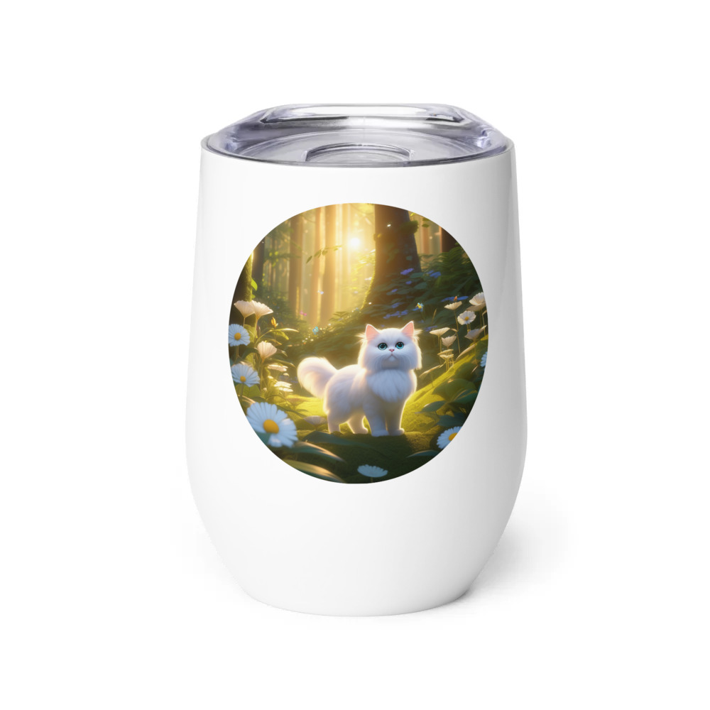 PugMug Custom White Persian Cat Wine Tumbler