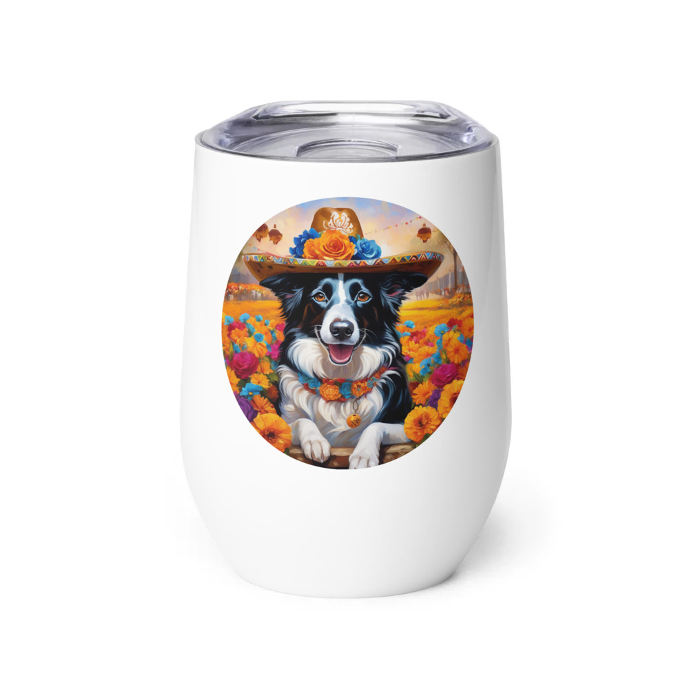 PugMug Custom Border Collie Wine Tumbler