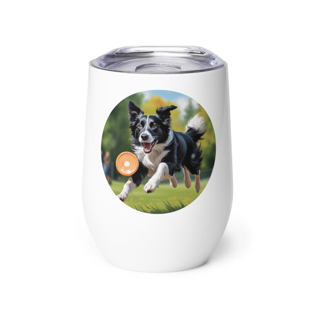 PugMug Custom Border Collie Wine Tumbler