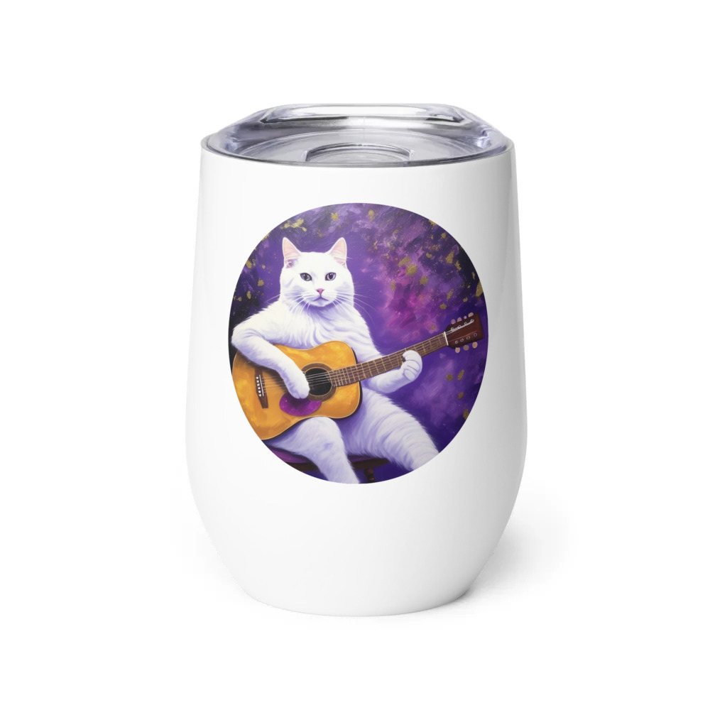 PugMug Custom White Companion Cat Wine Tumbler
