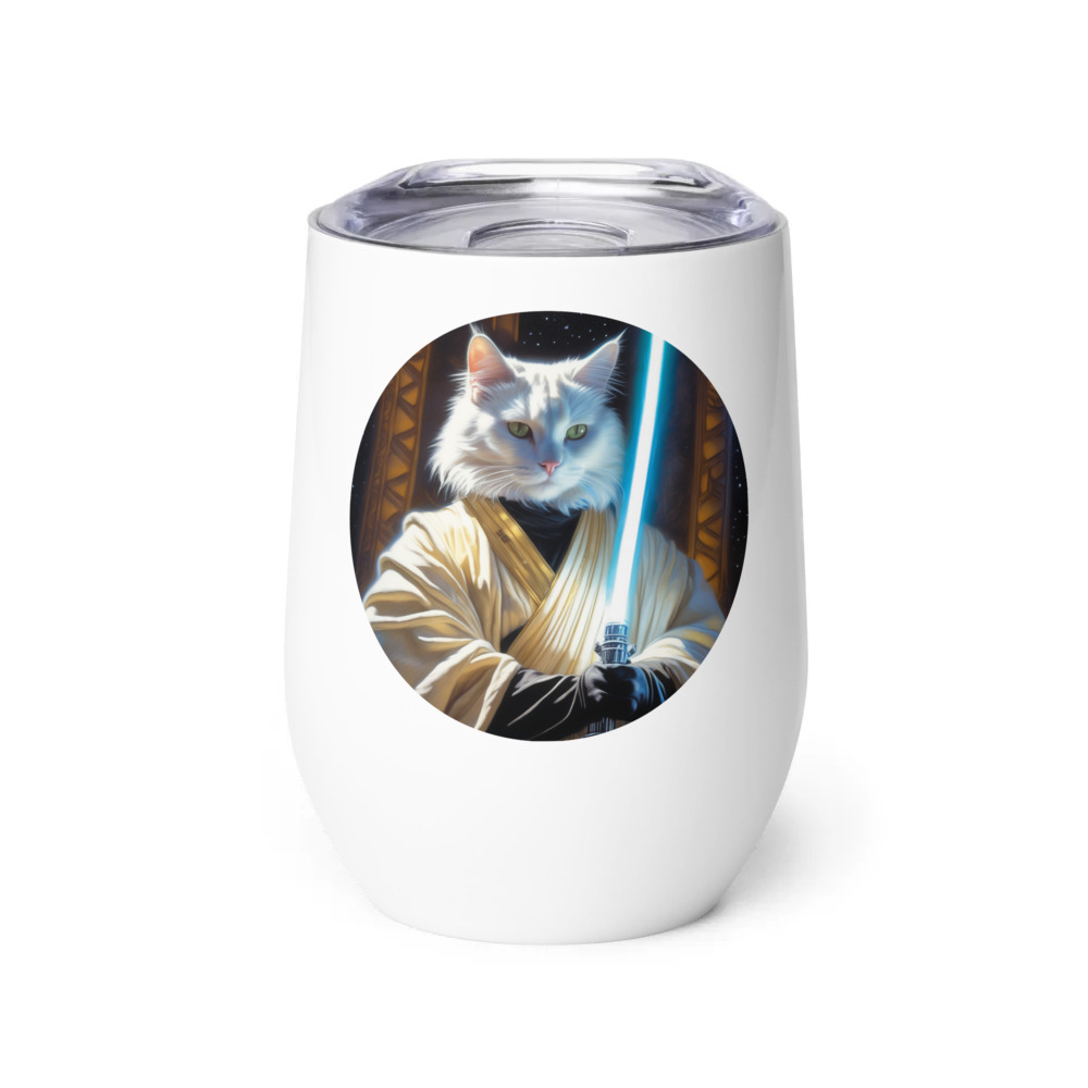 PugMug Custom White Companion Cat Wine Tumbler