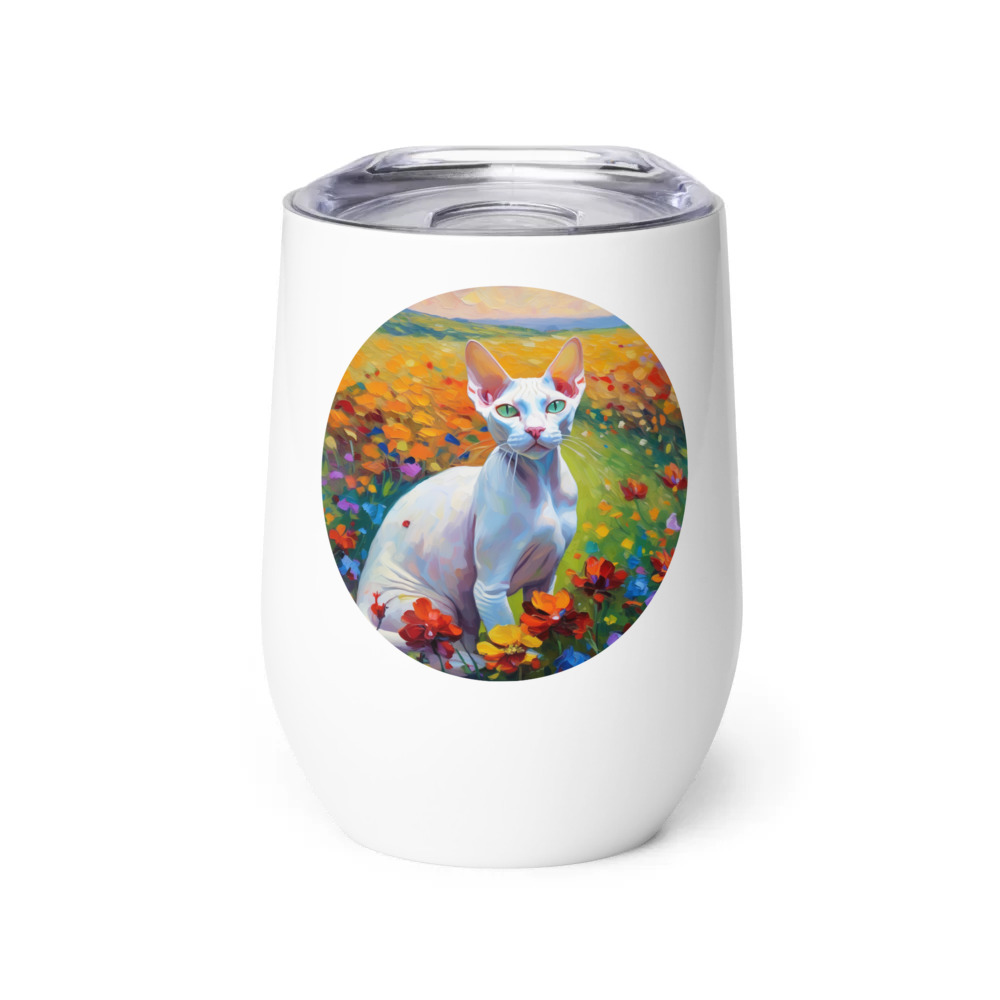 PugMug Custom White Sphynx Cat Wine Tumbler