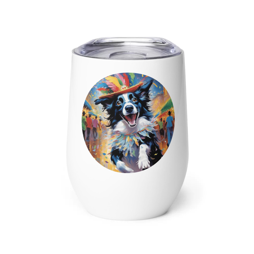 PugMug Custom Border Collie Wine Tumbler