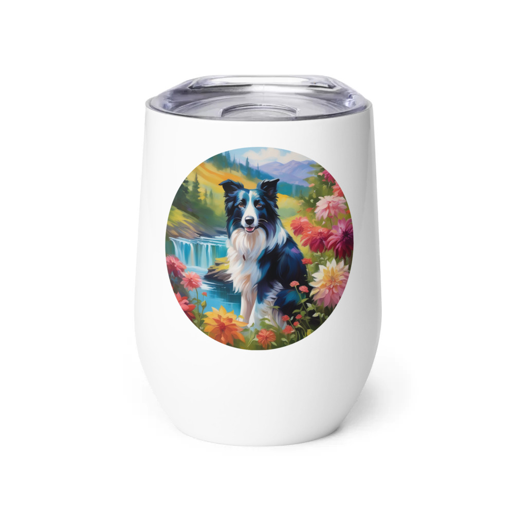 PugMug Custom Border Collie Wine Tumbler