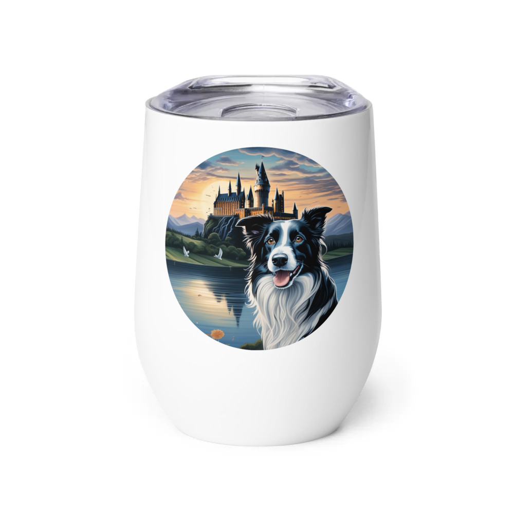 PugMug Custom Border Collie Wine Tumbler