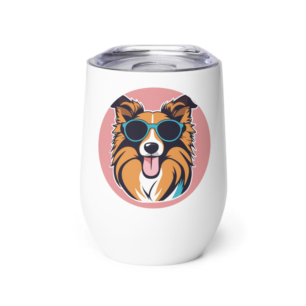 PugMug Custom Shetland Sheepdog Wine Tumbler