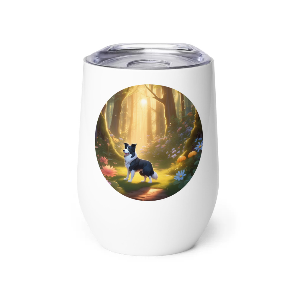 PugMug Custom Border Collie Wine Tumbler