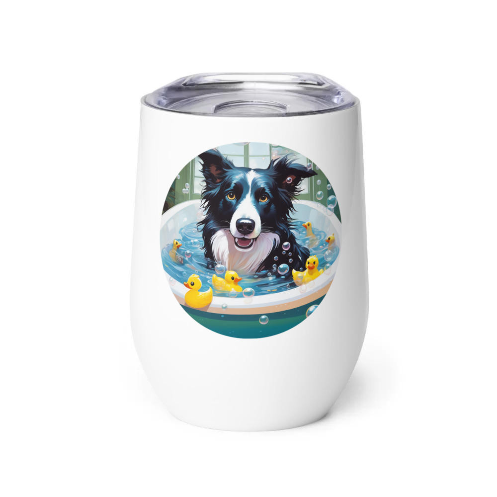 PugMug Custom Border Collie Wine Tumbler
