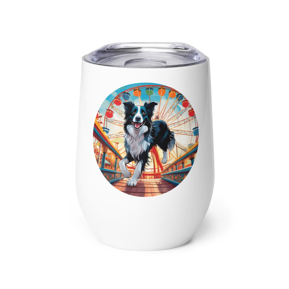 PugMug Custom Border Collie Wine Tumbler