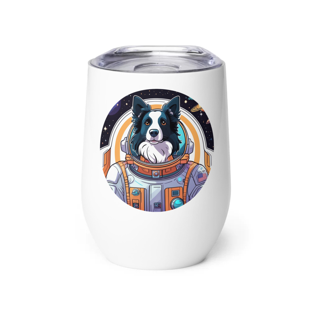 PugMug Custom Border Collie Wine Tumbler