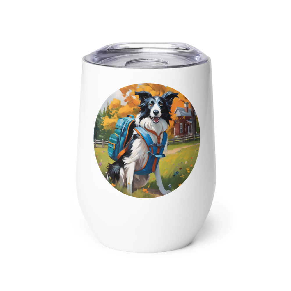 PugMug Custom Border Collie Wine Tumbler
