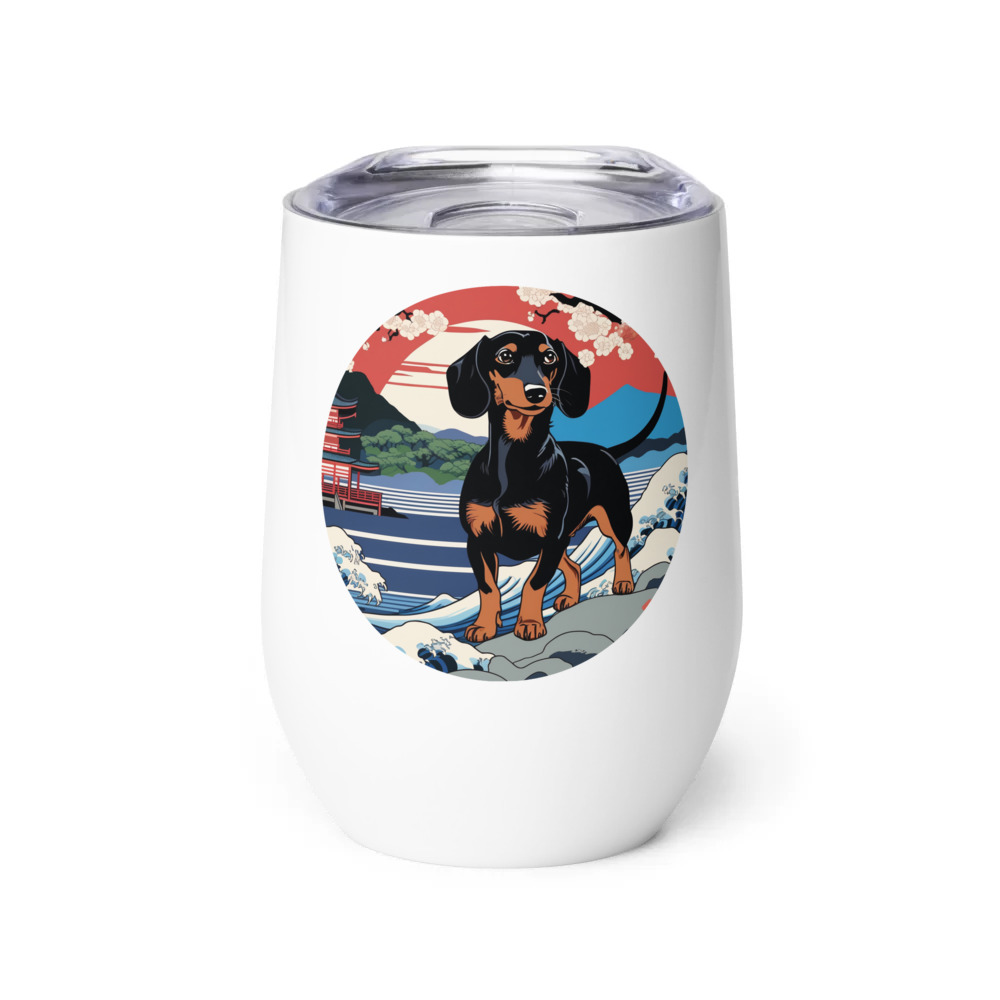PugMug Custom Black Dachshund Wine Tumbler