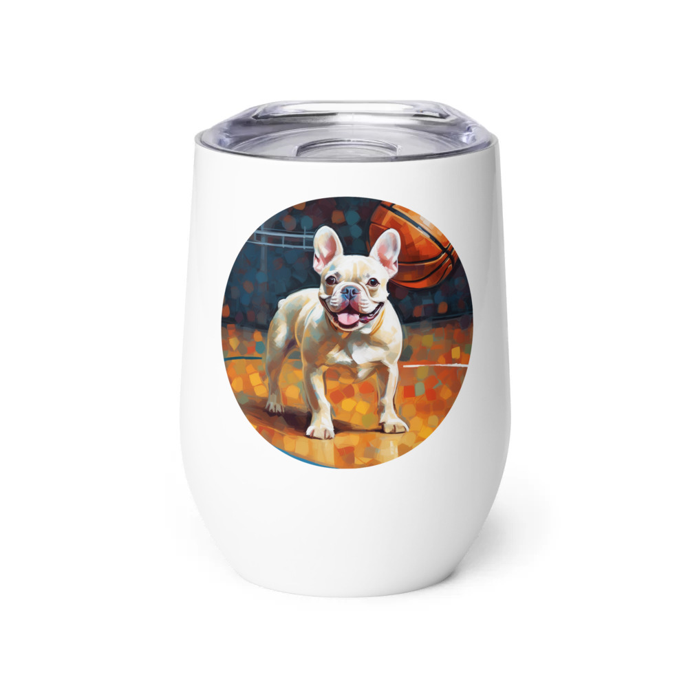 PugMug Custom White French Bulldog Wine Tumbler