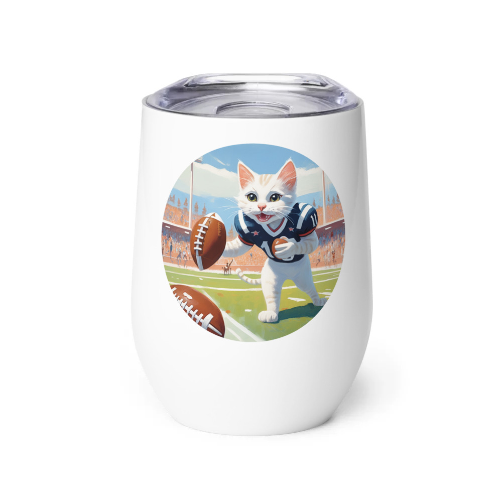PugMug Custom White Companion Cat Wine Tumbler