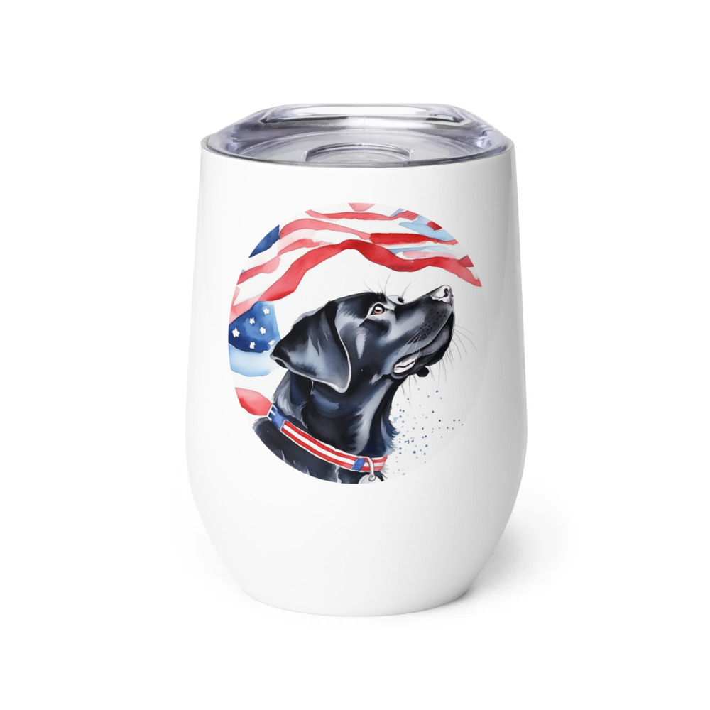 PugMug Custom Black Labrador Retriever Wine Tumbler