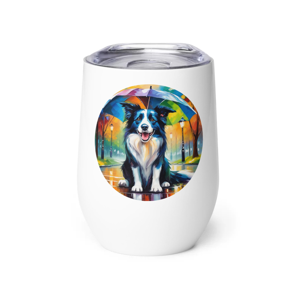 PugMug Custom Border Collie Wine Tumbler