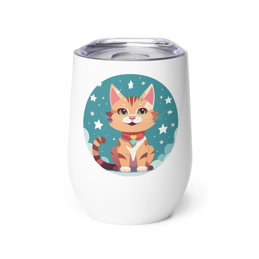 PugMug Custom Tabby Companion Cat Wine Tumbler