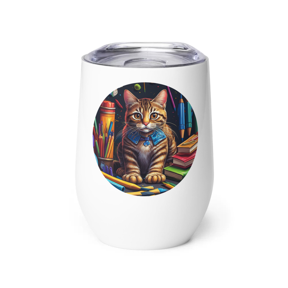 PugMug Custom Tabby Companion Cat Wine Tumbler