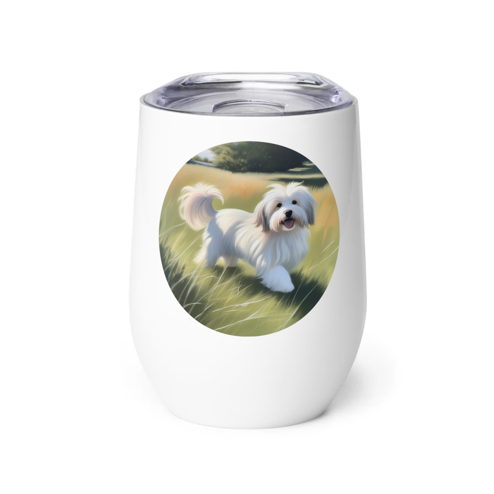 PugMug Custom White Havanese Dog Wine Tumbler