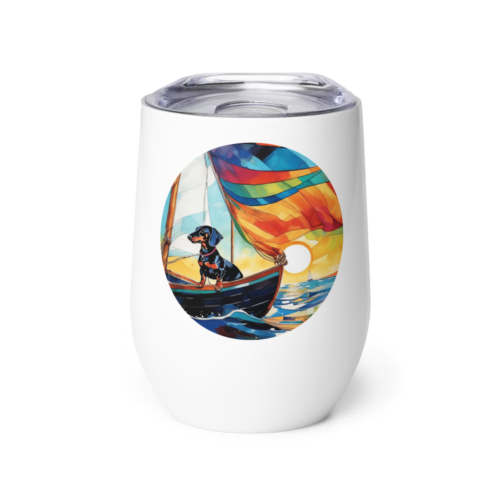 PugMug Custom Black Dachshund Wine Tumbler