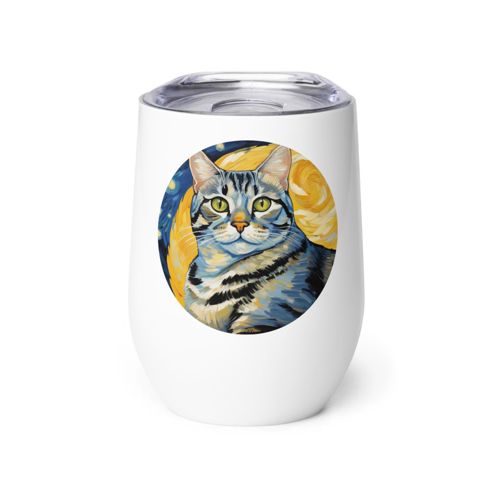 PugMug Custom Tabby American Shorthair Cat Wine Tumbler