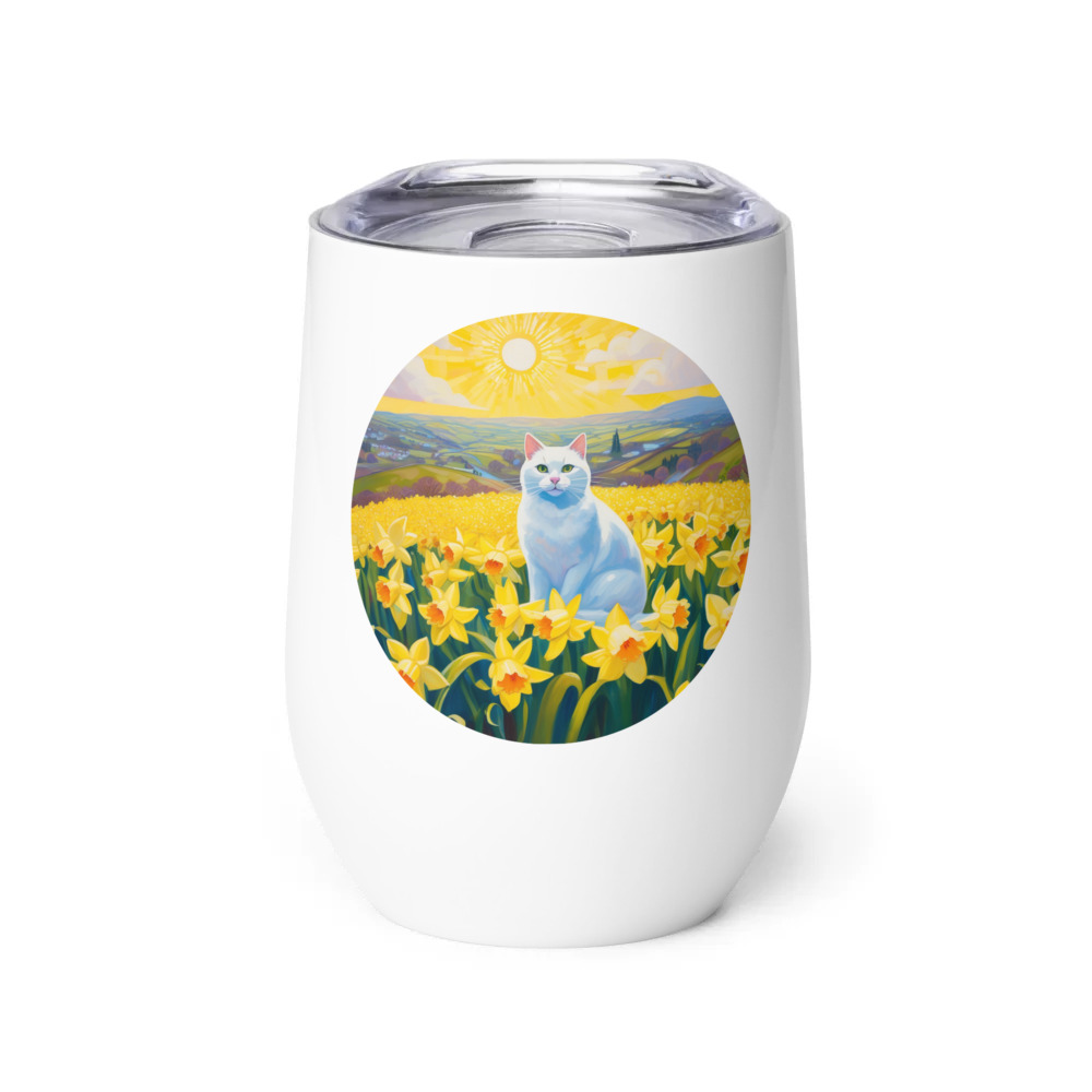 PugMug Custom White Companion Cat Wine Tumbler