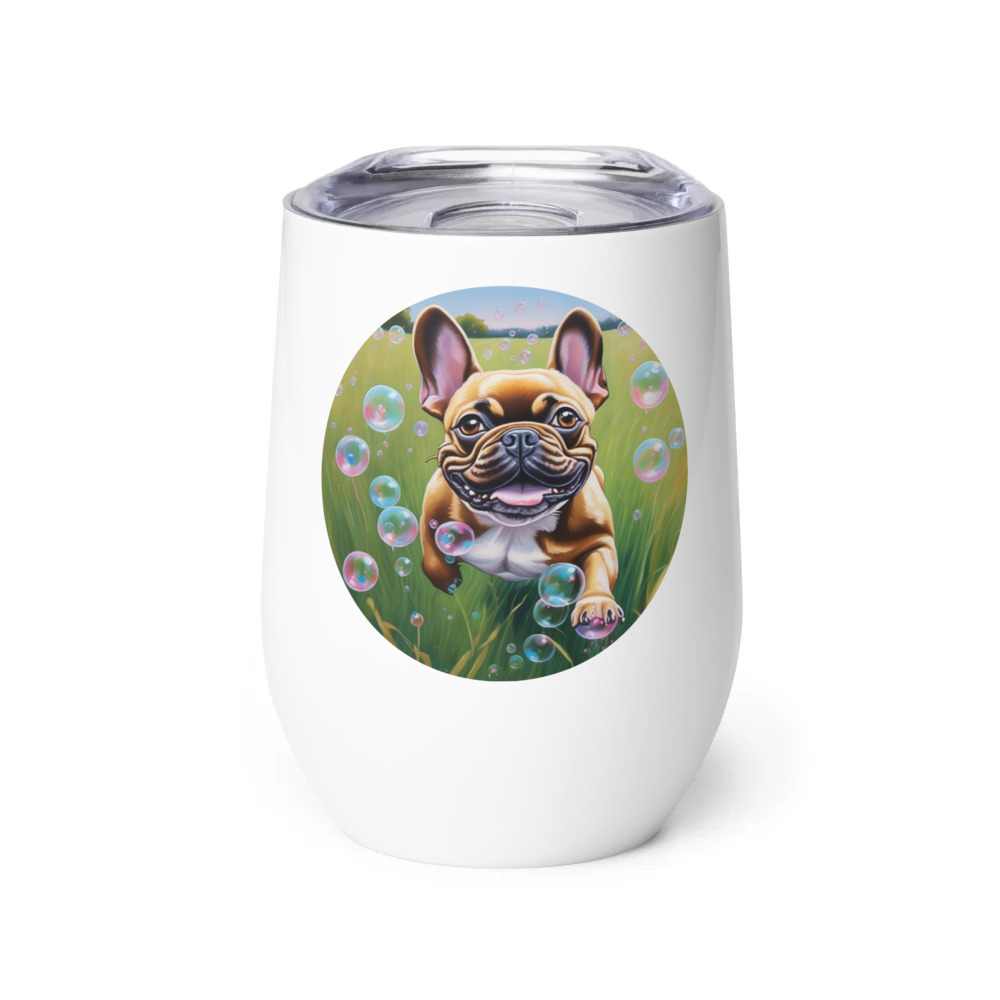 PugMug Custom Tan French Bulldog Wine Tumbler