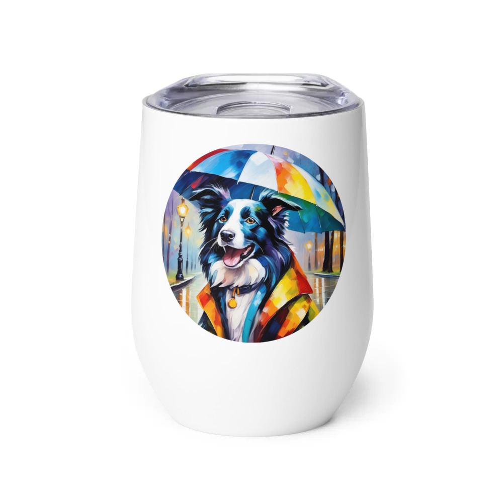PugMug Custom Border Collie Wine Tumbler