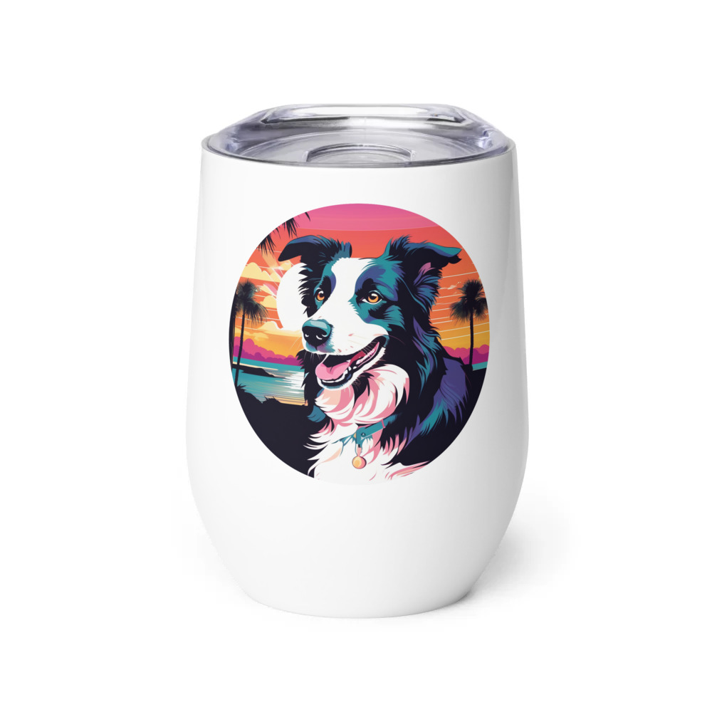 PugMug Custom Border Collie Wine Tumbler