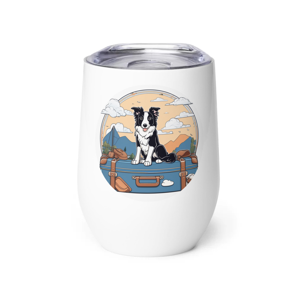 PugMug Custom Border Collie Wine Tumbler