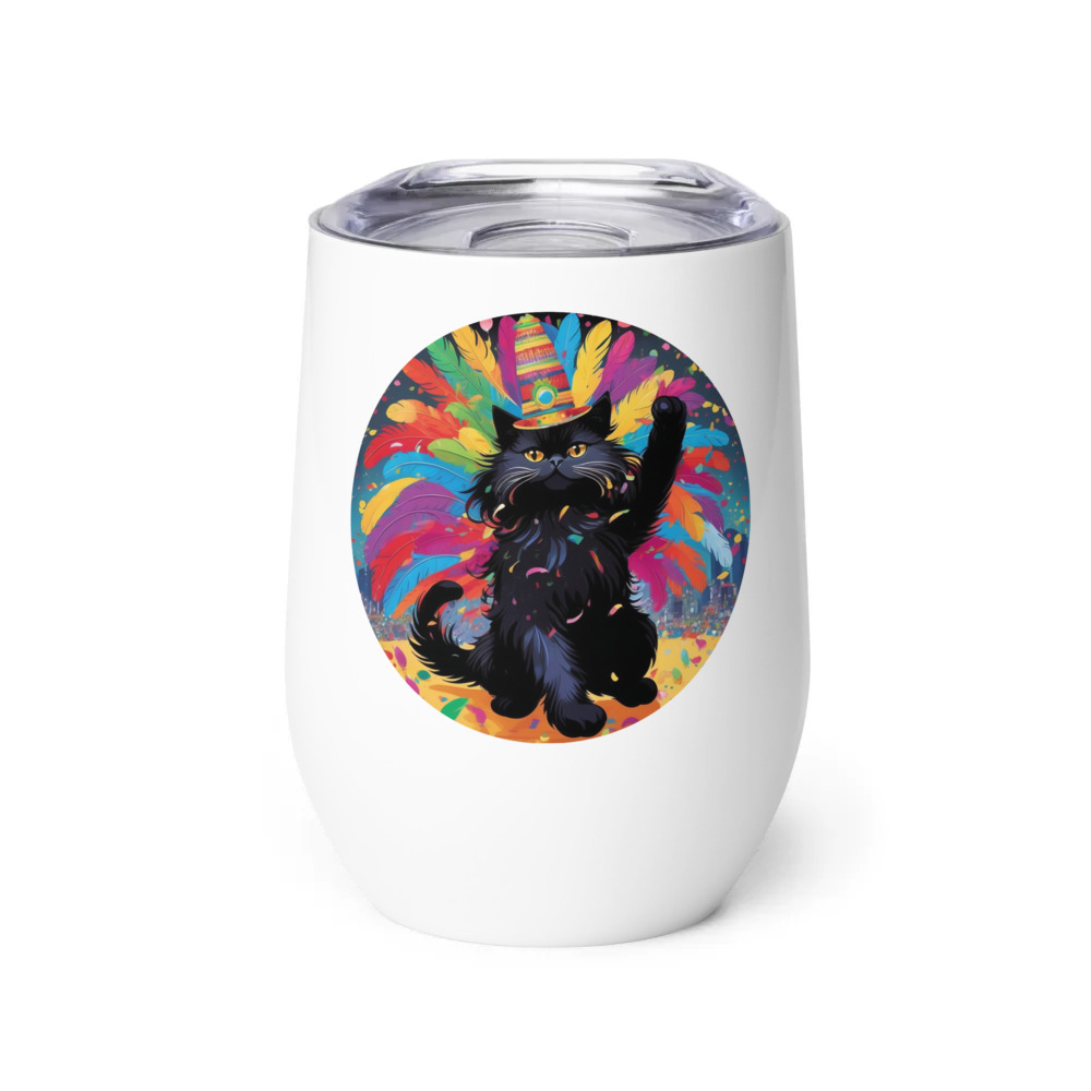 PugMug Custom Black Persian Cat Wine Tumbler