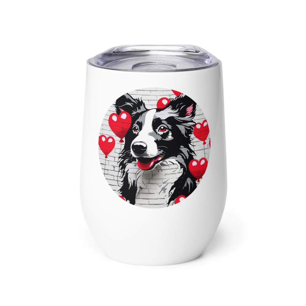 PugMug Custom Border Collie Wine Tumbler