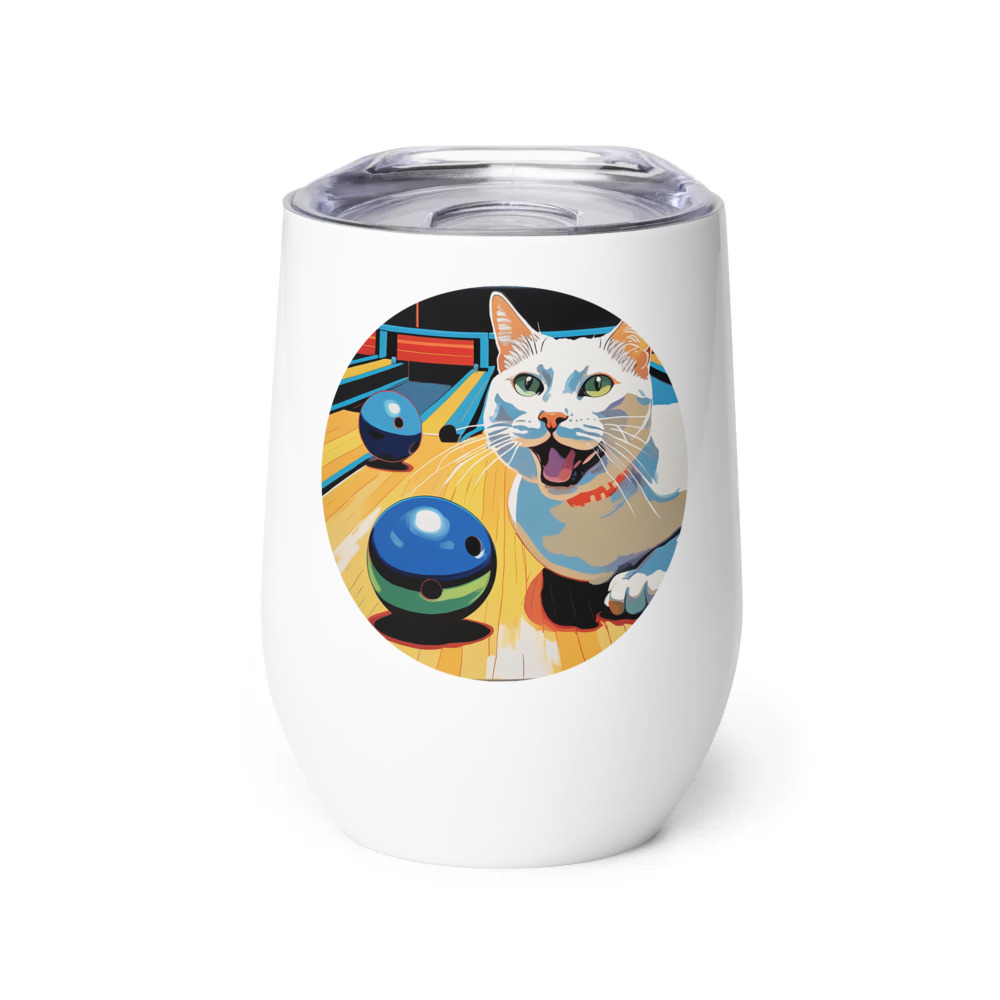 PugMug Custom White Companion Cat Wine Tumbler