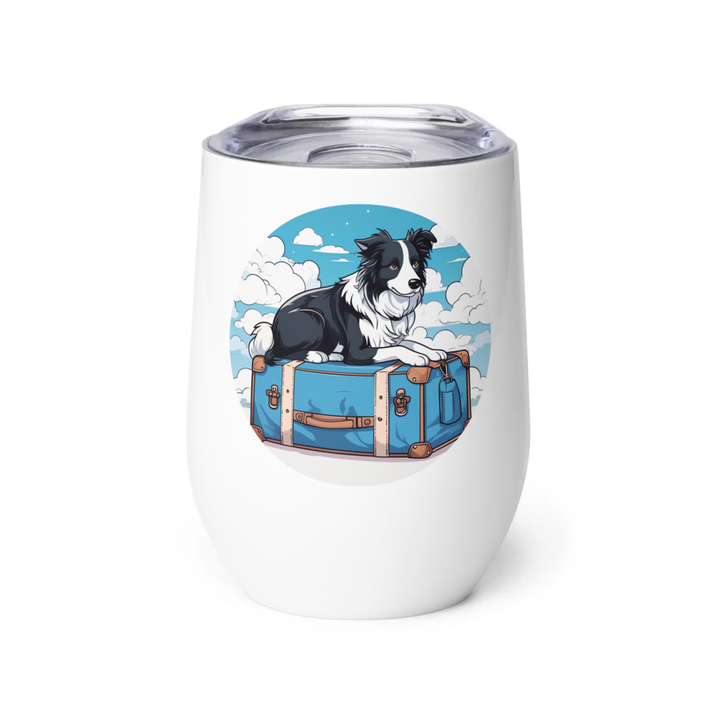 PugMug Custom Border Collie Wine Tumbler