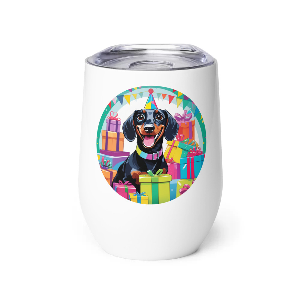 PugMug Custom Black Dachshund Wine Tumbler
