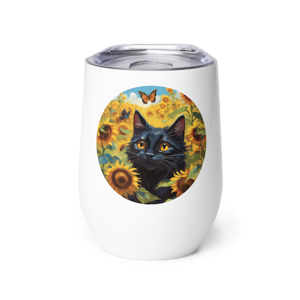 PugMug Custom Black Companion Cat Wine Tumbler