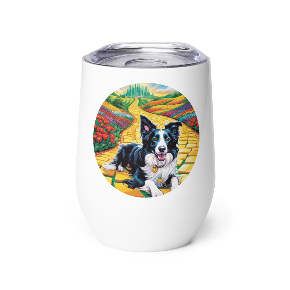 PugMug Custom Border Collie Wine Tumbler