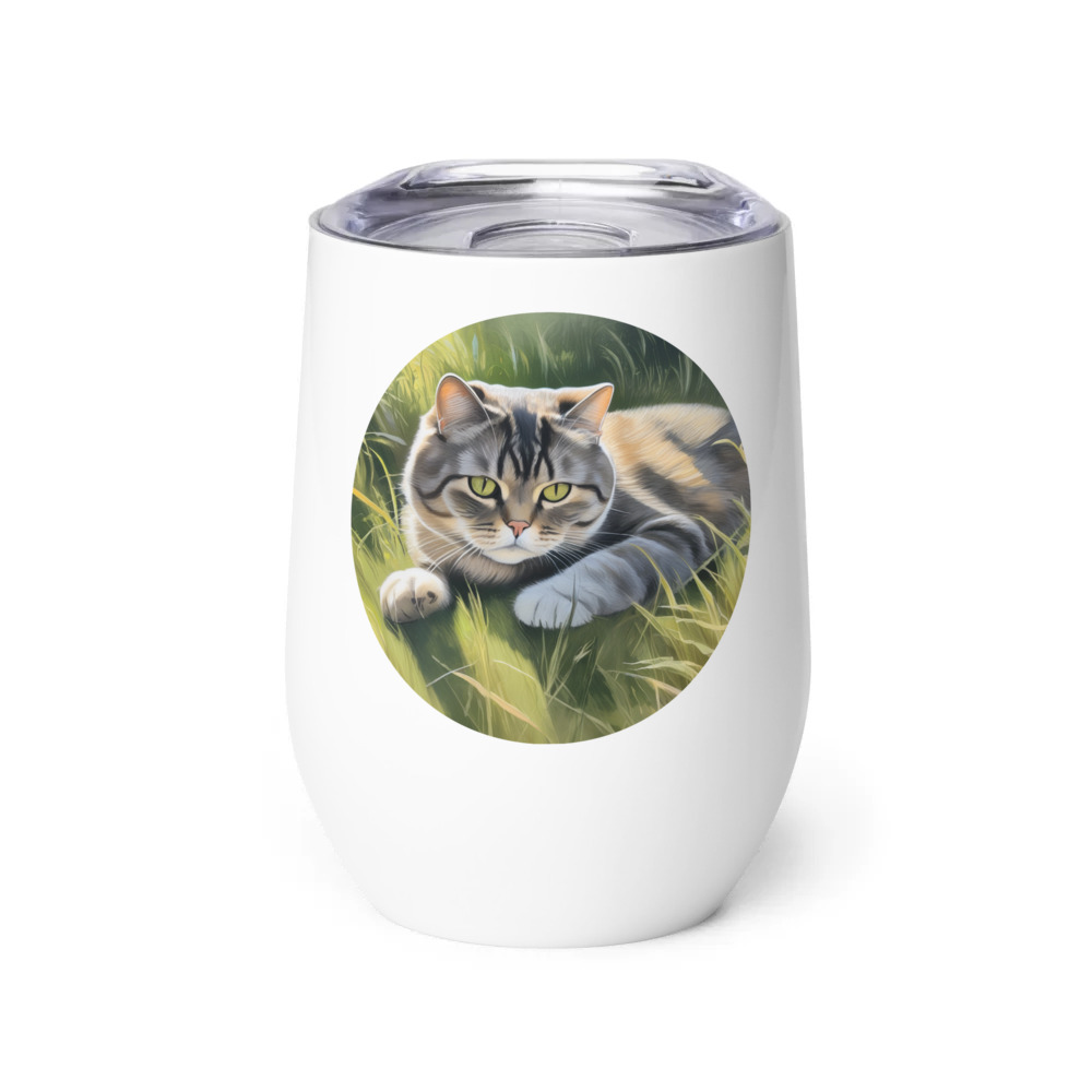 PugMug Custom Tabby Scottish Fold Cat Wine Tumbler