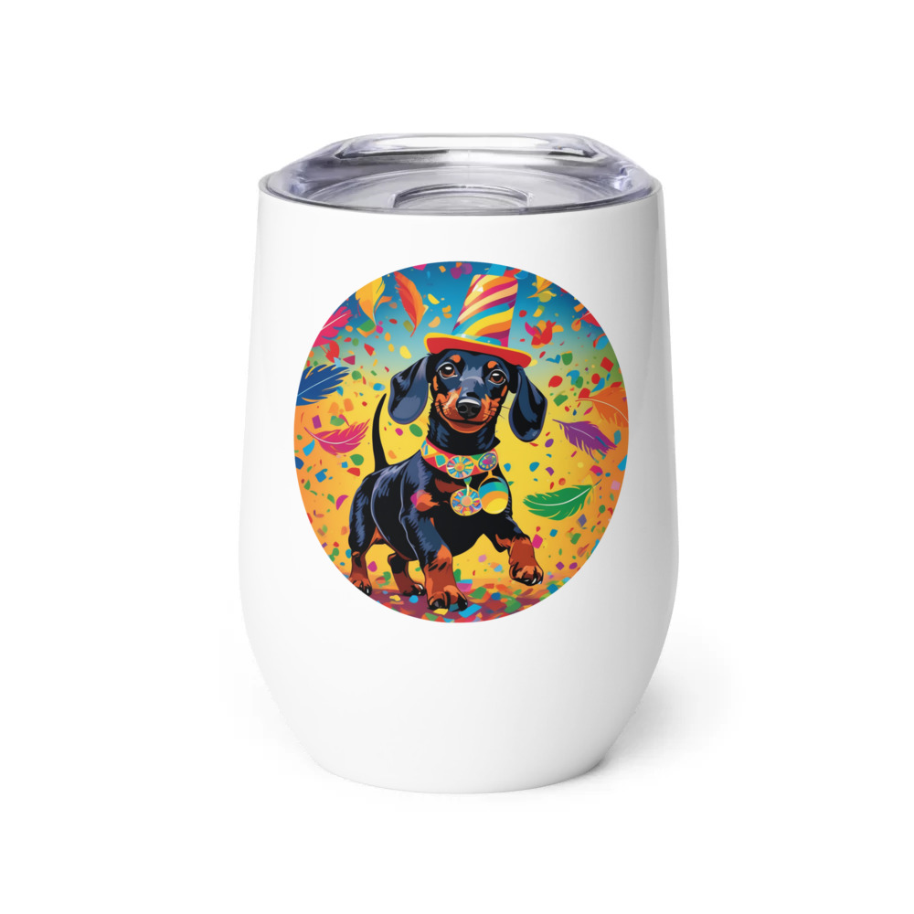 PugMug Custom Black Dachshund Wine Tumbler