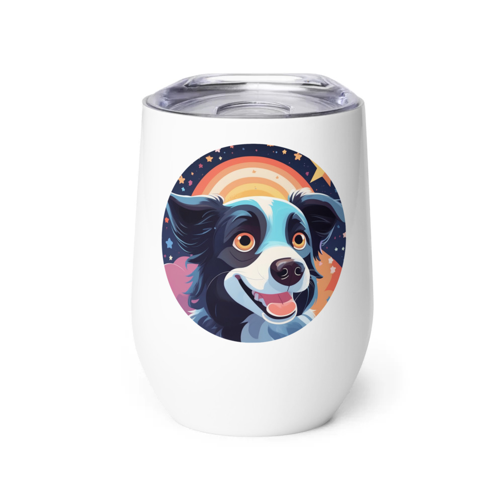 PugMug Custom Border Collie Wine Tumbler