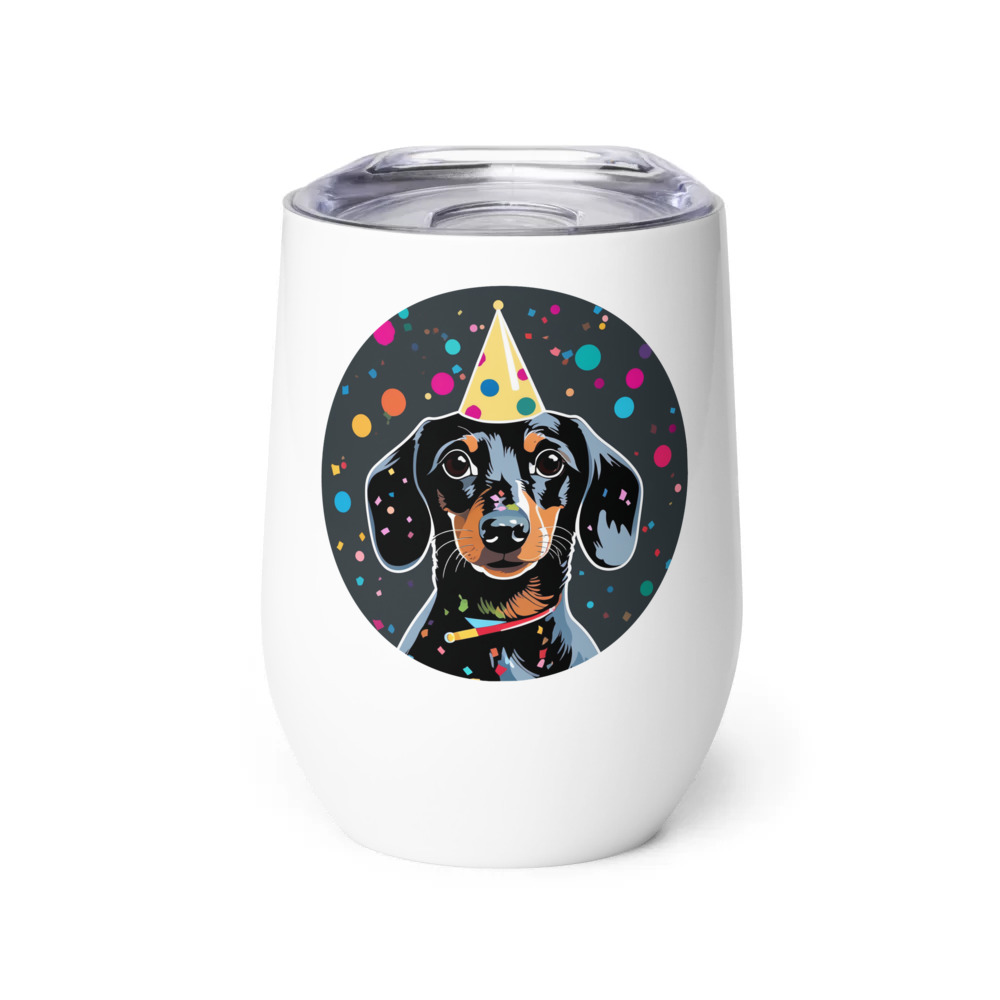 PugMug Custom Black Dachshund Wine Tumbler