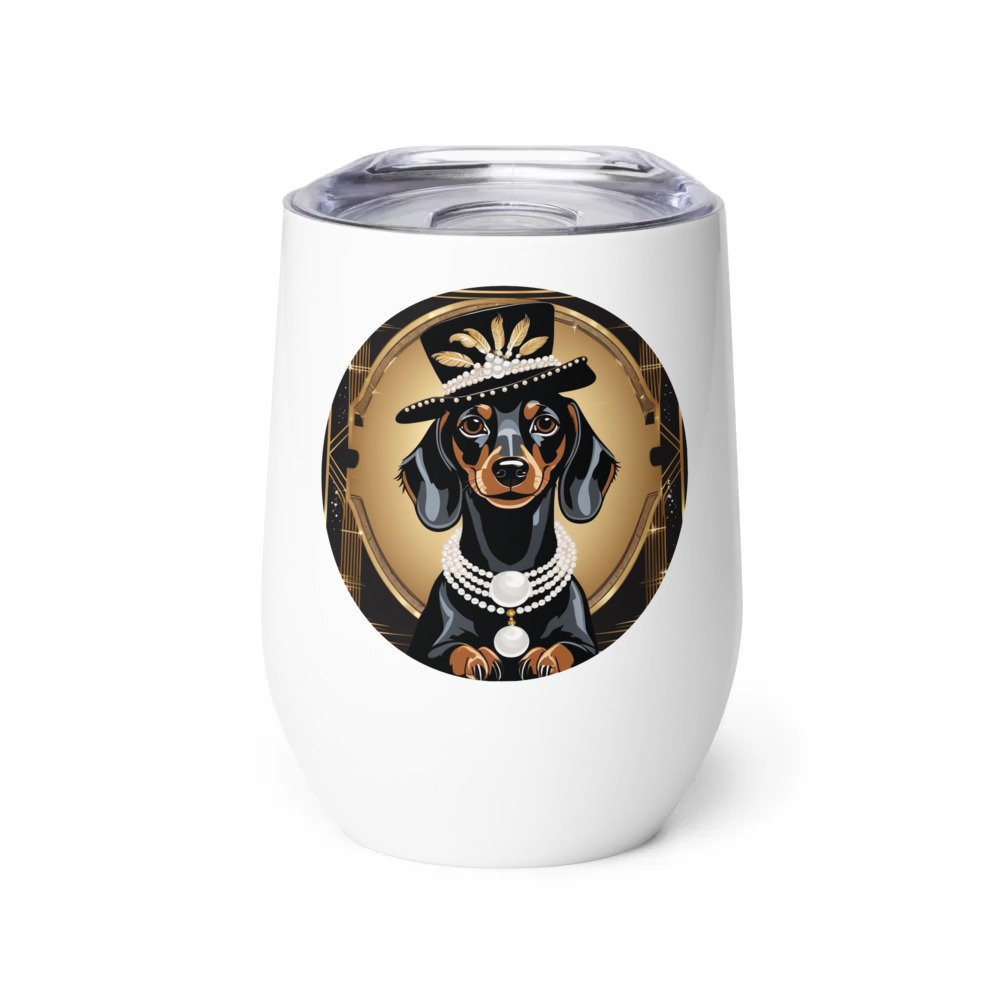 PugMug Custom Black Dachshund Wine Tumbler