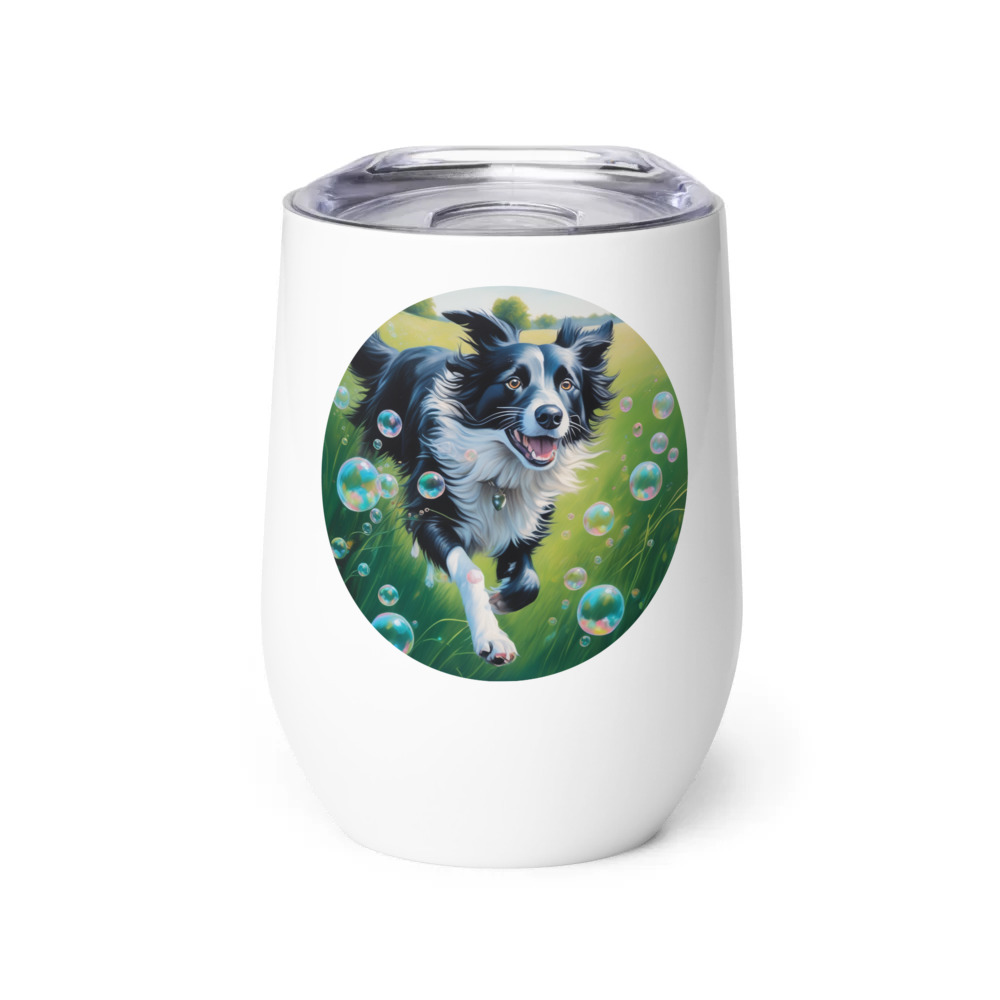 PugMug Custom Border Collie Wine Tumbler