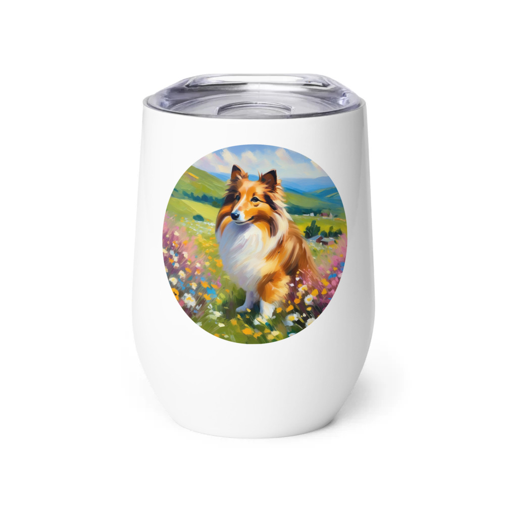 PugMug Custom Shetland Sheepdog Wine Tumbler