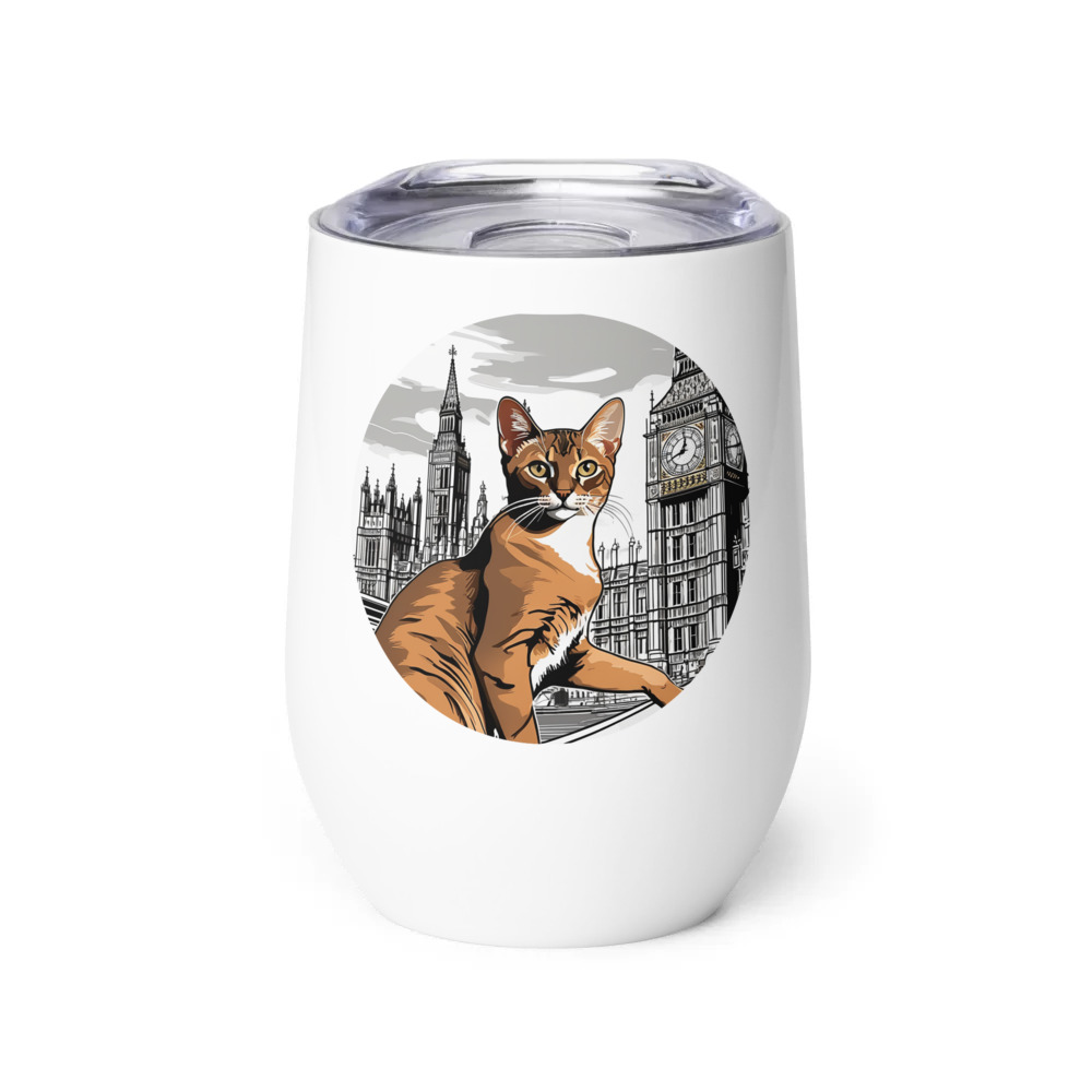 PugMug Custom Tabby Abyssinian Cat Wine Tumbler