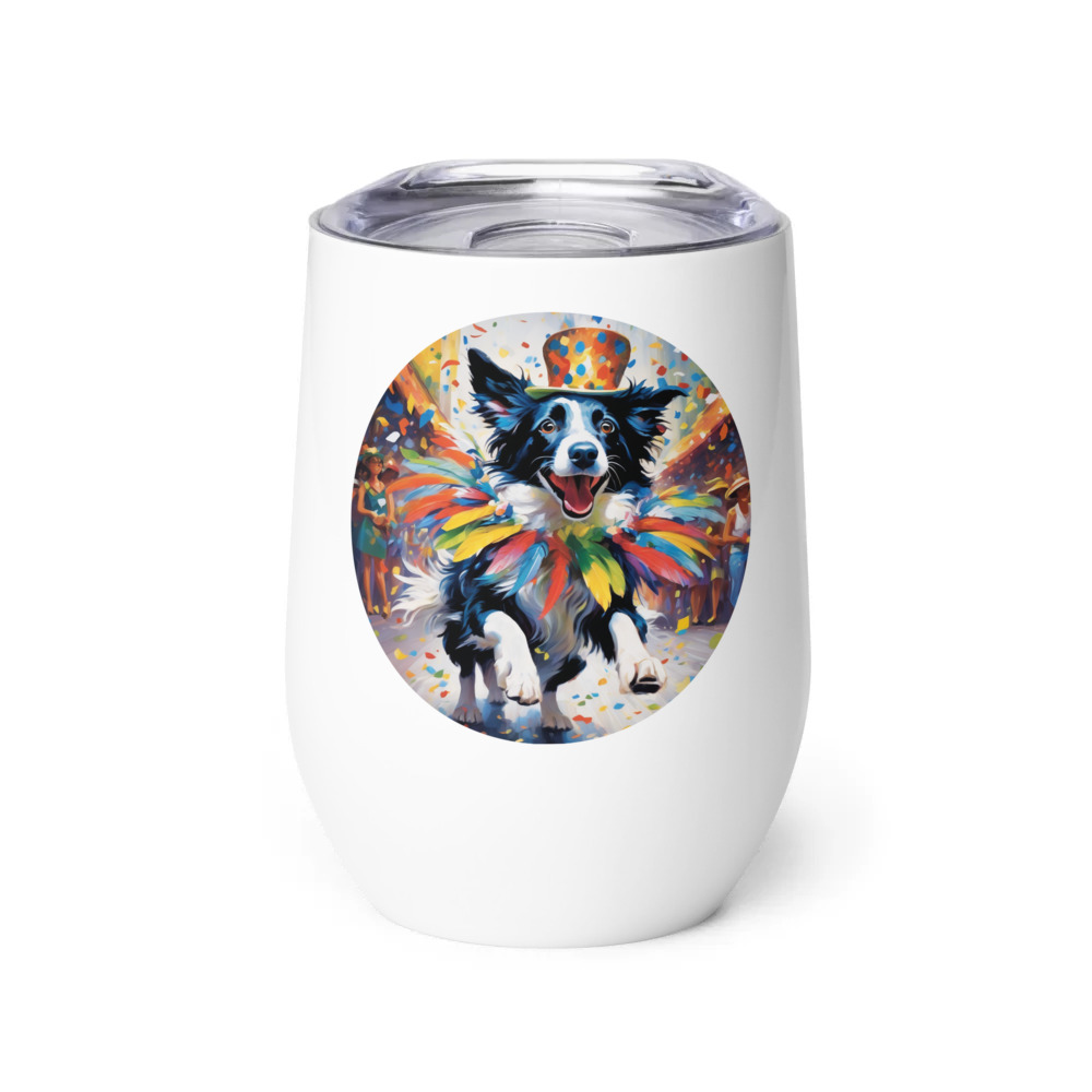 PugMug Custom Border Collie Wine Tumbler