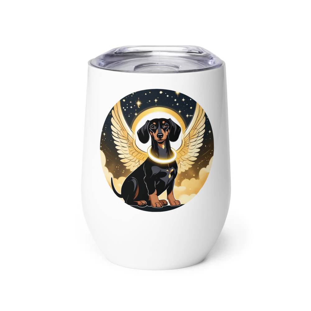 PugMug Custom Black Dachshund Wine Tumbler