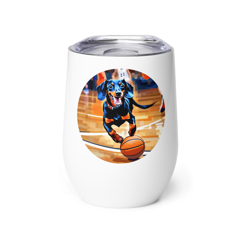 PugMug Custom Black Dachshund Wine Tumbler