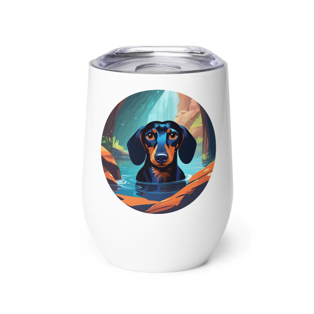 PugMug Custom Black Dachshund Wine Tumbler