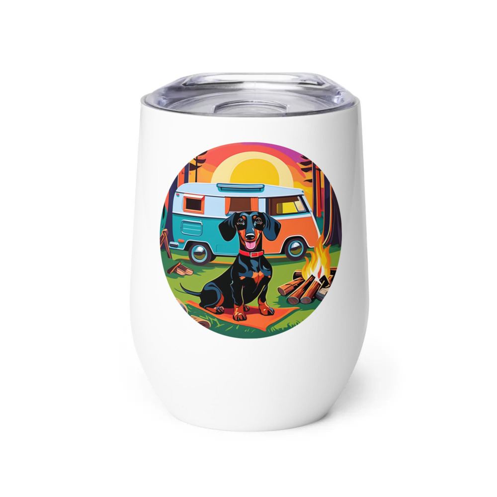 PugMug Custom Black Dachshund Wine Tumbler
